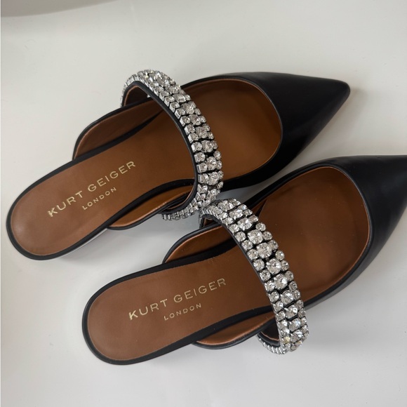 Kurt Geiger Shoes - Kurt Geiger Black Crystal Strap Pointed Mule, size 38: